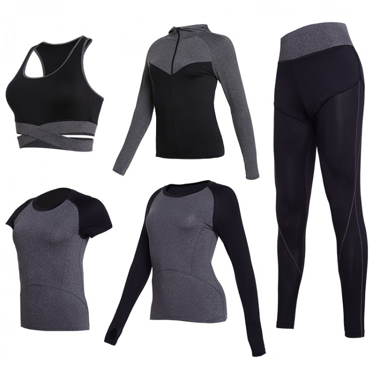 Yoga Clothes Sets Sports Bra, Workout Shirts, Sweat Jackets, Running Tight Leggings Fitness Suit For Women