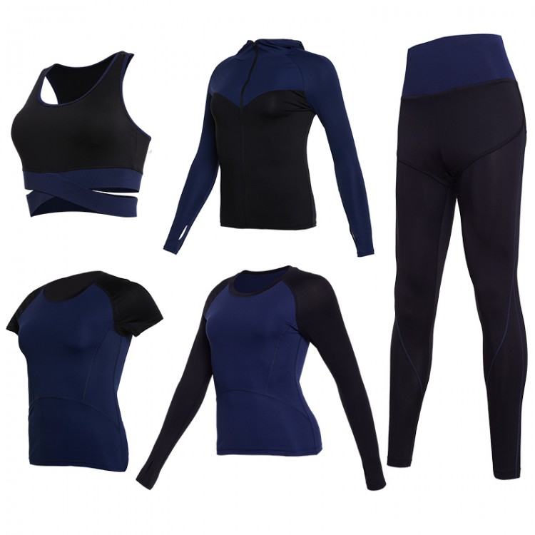 Yoga Clothes Sets Sports Bra, Workout Shirts, Sweat Jackets, Running Tight Leggings Fitness Suit For Women