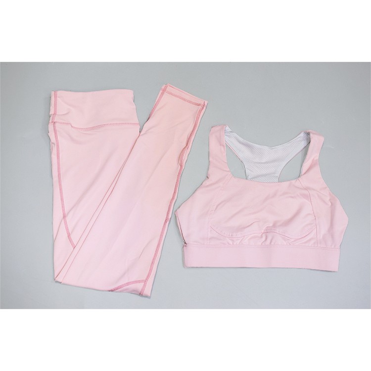 Solid color sports fitness suit moisture wicking yoga clothes sports running clothes